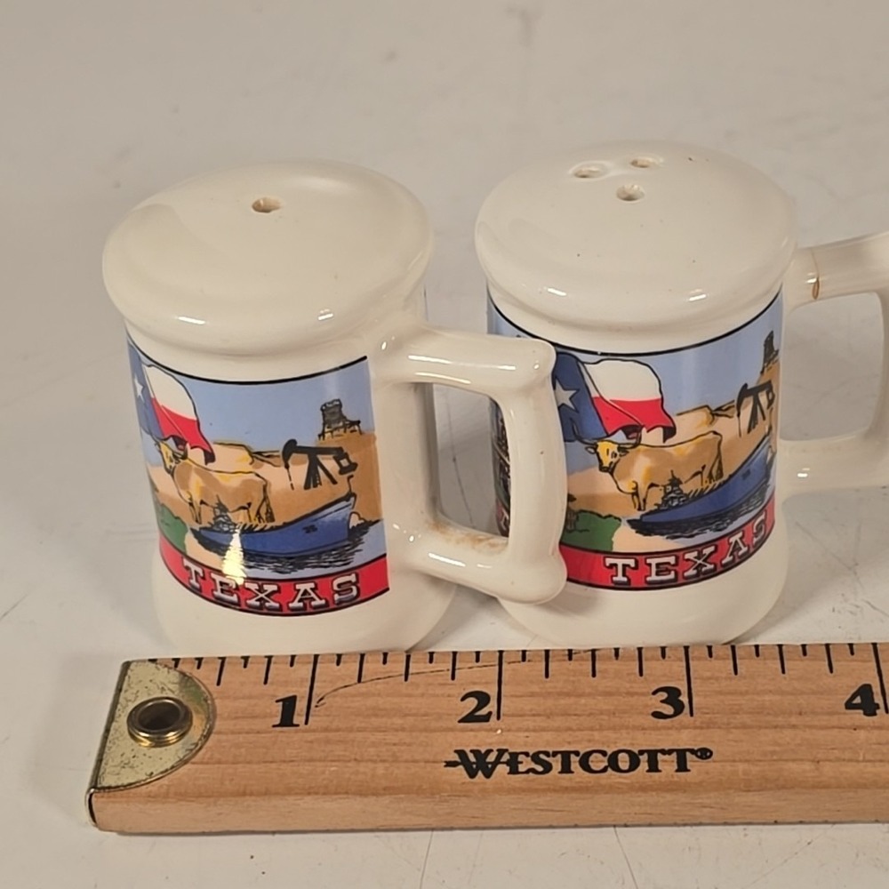 Vtg Collectible Souvenier Texas‎ Beer Stein Shaped Ceramic Salt & Pepper Shakers